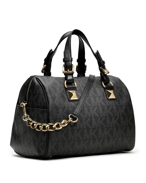 michael kors black satchel with silver hardware|Michael Kors grayson satchel black.